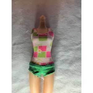 VINTAGE~ Francie ~Swimsuit~#1130~Green Pink White~ Swimsuit~1960s~Vintage Barbie